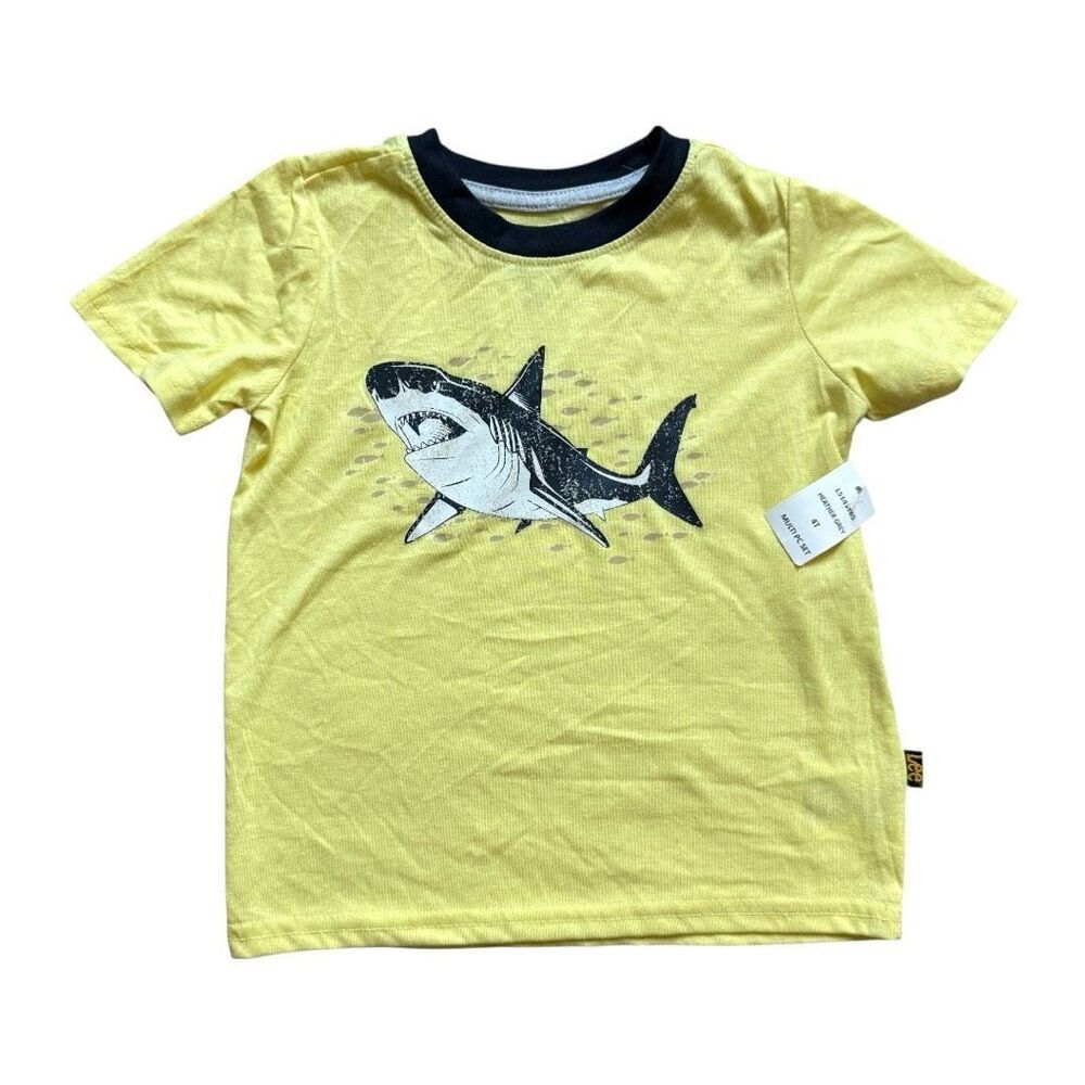 NWT Youth Boys Lee Jeans Shark Print Graphic Ringer Tee Shirt - Sz 4T